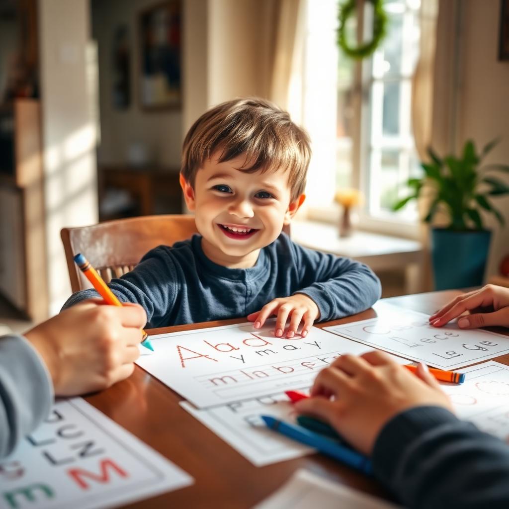 Mother and child bonding over educational activities
